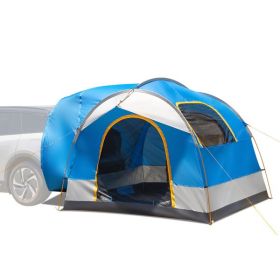 SUV Camping Tent, Outdoor SUV Tent with Double Doors for 5 Person, Waterproof PU2000mm Double Layer Tent for Outdoor Travel, Blue & Gray