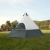 7-Person 1-Room Teepee Tent;  with Vented Rear Window;  Green