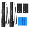 2Packs Tactical Military LED Flashlight 50000LM Zoomable Rechargeable Flashlight Torch w/ 5Modes SOS Night Light