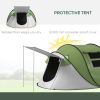 Outsunny Pop Up Tent, Instant Camping Tent with Porch and Carry Bag, 3000mm Waterproof, for 2-3 People, Green, (Poles Included)