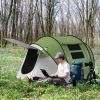 Outsunny Pop Up Tent, Instant Camping Tent with Porch and Carry Bag, 3000mm Waterproof, for 2-3 People, Green, (Poles Included)