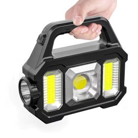 Portable Camping Fishing Multi-Modes Solar Powered USB Rechargeable Light (Color: Black B)