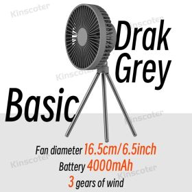 10000mAh 4000mAh Camping Fan Rechargeable Desktop Portable Circulator Wireless Ceiling Electric Fan with Power Bank LED Lighting (Varients: Basic Dark Grey)